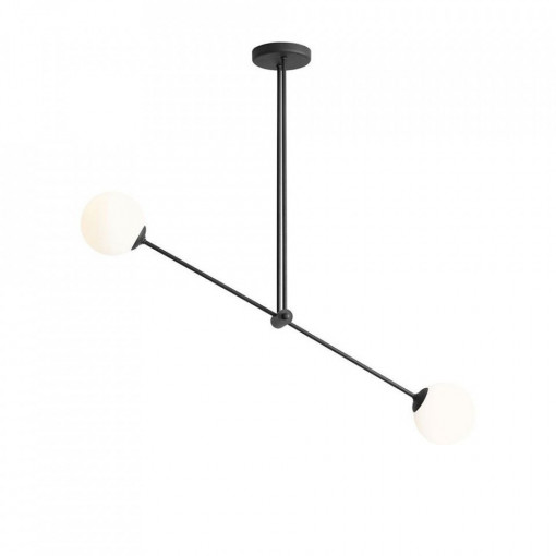 LUSTRA OHIO, 2 BRATE, 120 CM, NEAGRA, DIN STICLA SI METAL, STIL MODERN