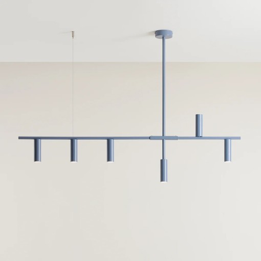LUSTRA TREVO, 6 BRATE, 86 CM, ALBASTRA, DIN METAL, STIL MODERN