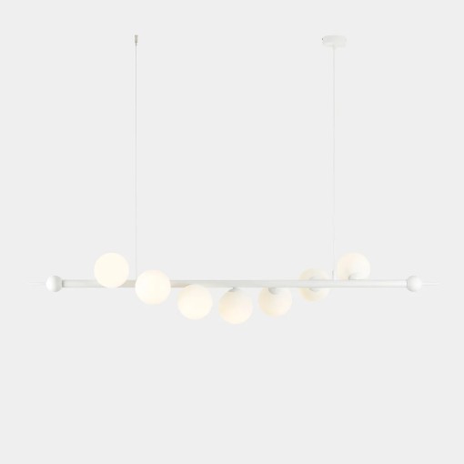 LUSTRA WAVE, 7 BRATE, 166 CM, ALBA, DIN STICLA SI METAL, STIL MODERN