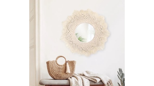OGLINDA BAIE REA BOHO 322051, 60CM, NATURAL, DIN STICLA, CALITATE SUPERIOARA