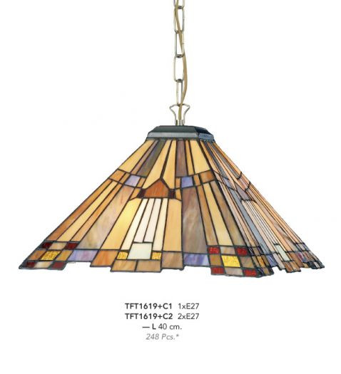 PENDUL DEOSEBIT TIFFANY, COD TFT1619+C2, DIN METAL SI STICLA