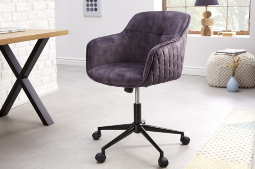 SCAUN BIROU AJUSTABIL, EUPHORIA, COD 40865, DIN METAL SI CATIFEA GRI INCHIS