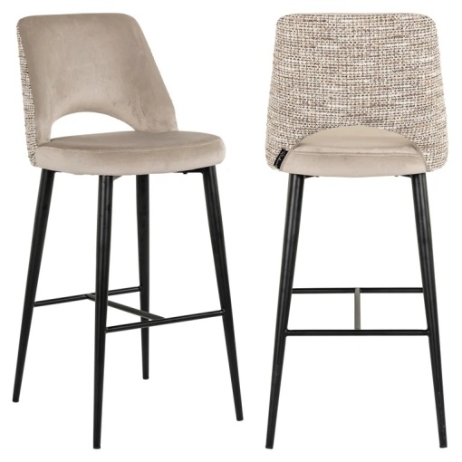 SCAUN DE BAR TABITHA TRENDY NATURE QUARTZ KAKI, S4625, CONFECTIONAT DIN 100% POLIESTER SPUMA SI METAL, RICHMOND INTERIORS