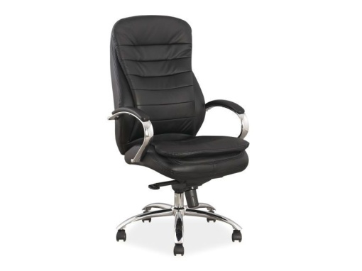 SCAUN DE BIROU Q-154, NEGRU/CROM, TAPITERIE DIN PIELE ECOLOGICA SI PICIOR DIN METAL, STIL MODERN