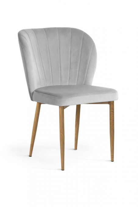 SCAUN DINING SHELLY ARGINTIU/STEJAR - DESIGN MODERN