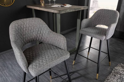 SET 2 SCAUNE BAR, PARIS, TEXTIL GRI, COD 41513, STIL RETRO