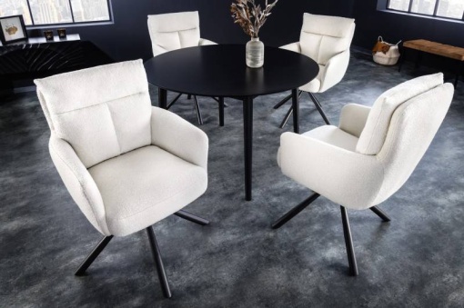 SET 2 SCAUNE ROTATIVE, BIG GEORGE ALB, TEXTIL BOUCLE, ASPECT RETRO, ARTIM GROUP SELECTION