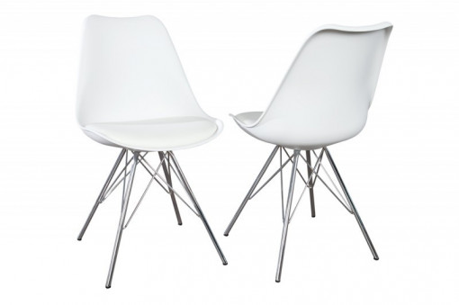 SET 4 SCAUNE ALBE SCANDINAVIA RETRO 35784 - DESIGN SCANDINAV