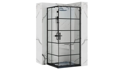 CABINA DE DUS REA CONCEPT, CULISANTA, 80x80 CM, NEGRU, DIN STICLA, CALITATE SUPERIOARA