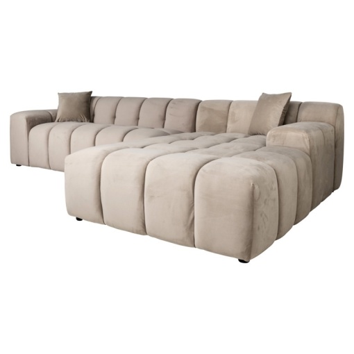 COLTAR CUBE CU 3 LOCURI + CANAPEA EXTENSIBILA DREAPTA SI 2 PERNE DECORATIVE, QUARTZ KAKI, S5137, CONFECTIONAT DIN POLIURETAN SI 100% POLIESTER, RICHMOND INTERIOR
