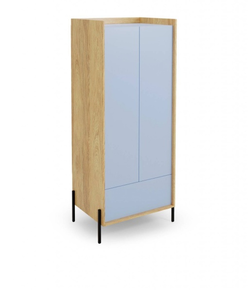 DULAP MODULAR MOBIUS 2D, CU PICIOARE, ALBASTRU/NATUR, 179X78 CM, DIN PAL MELAMINAT, STIL MODERN
