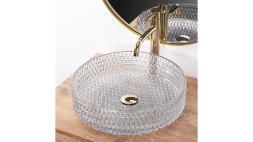 LAVOAR REA CRISTAL, TRANSPARENT, 40 CM, DIN STICLA, CALITATE SUPERIOARA