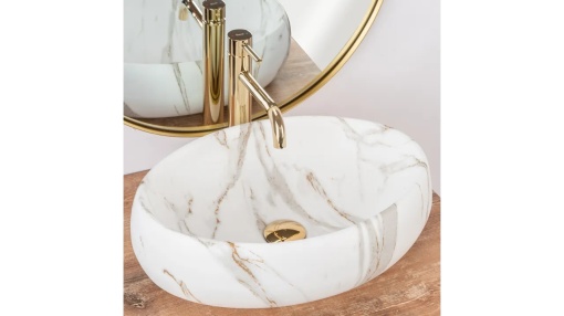 LAVOAR REA LINDA, LAVA MAT, EFECT DE MARMURA ALBA MATA, 48,5 CM, DIN CERAMICA, CALITATE SUPERIOARA