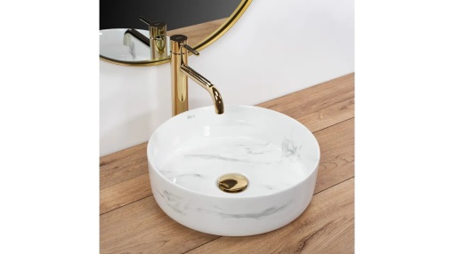 LAVOAR REA SAMI, NATURE MARBLE, 36 CM, EFECT DE MARMURA ALBA, DIN CERAMICA, CALITATE SUPERIOARA