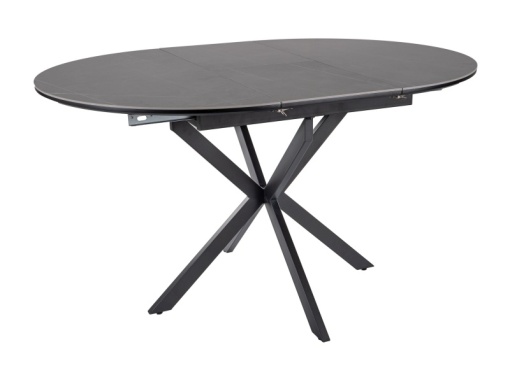 MASA DINING EXTENSIBILA GASTON, 100/135 CM GRI/NEGRU MAT, BLAT DIN CERAMICA SI PICIOARE DIN METAL, STIL MODERN