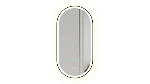 OGLINDA BAIE REA OVL, CU LED, 50x100CM, NEGRU, DIN STICLA, CALITATE SUPERIOARA