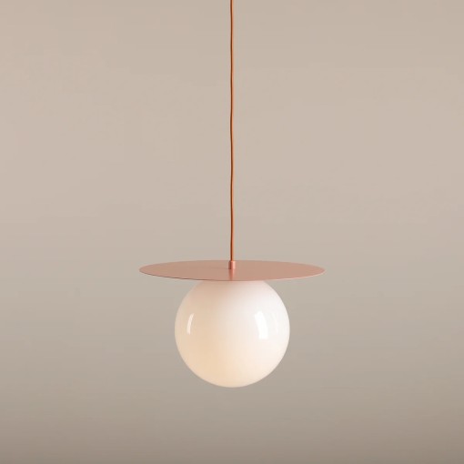 PENDUL LOOP L, 200 CM, CORAL, DIN STICLA SI METAL, STIL MODERN