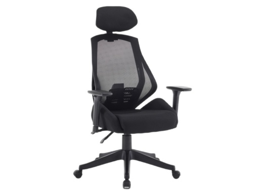SCAUN DE BIROU PIVOTANT Q-406M, NEGRU, TAPITERIE DIN TEXTIL SI PLASA SI PICIOR DIN METAL, STIL MODERN