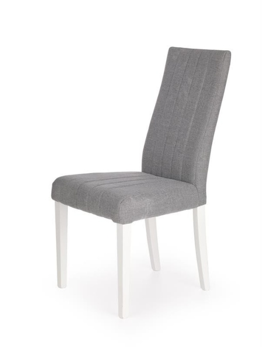 SCAUN DINING DIEGO, GRI INARI 91/ALB, CU TAPITERIE DIN STOFA SI PICIOARE DIN LEMN MASIV, STIL CLASIC