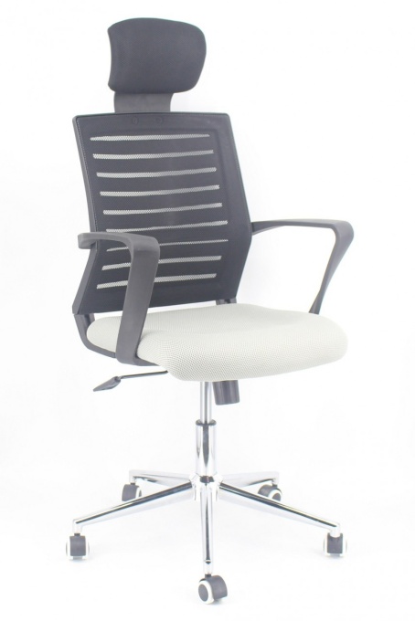 SCAUN OFFICE ALB/GRI/CROM MAX - DESIGN MODERN