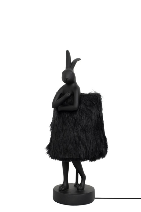 VEIOZA RABBIT FUR 50 CM NEGRU/AURIU, CONFECTIONATA DIN RASINA, TEXTIL PLUSAT SI METAL, STIL MODERN