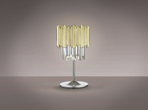 VEIOZA TIARA, 42 CM, CROM/AURIU/TRANSPARENT, DIN METAL, ABS SI STICLA, STIL MODERN