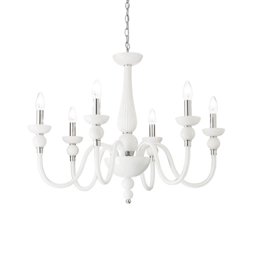 CANDELABRU DOGE SP6, ALB, DIN STICLA, STIL MODERN