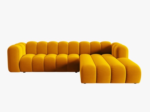COLTAR MODULAR LUPIN, DREAPTA, 4 LOCURI, 288 CM, GALBEN 10, TAPITERIE DIN CATIFEA, DESIGN DEOSEBIT