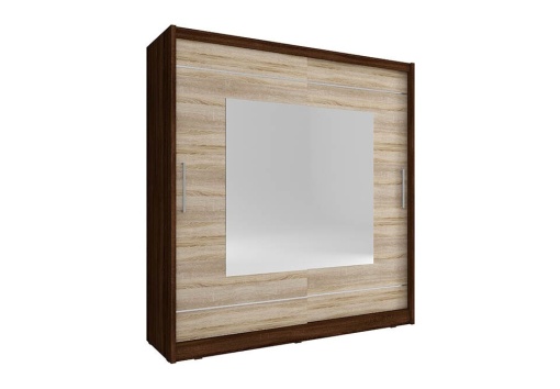 DULAP DORMITOR CU OGLINDA MAJA IX 180 STEJAR SONOMA + CIOCOLATIU DESIGN MODERN PSK