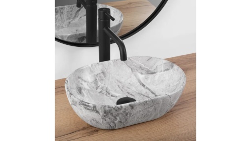 LAVOAR REA AMELIA MINI, STONE, EFECT DE PIATRA GRI MAT, 38 CM, DIN CERAMICA, CALITATE SUPERIOARA