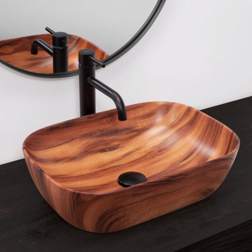 LAVOAR REA BELINDA WOOD, 46,5 CM, MARO MAT, DIN CERAMICA, CALITATE SUPERIOARA