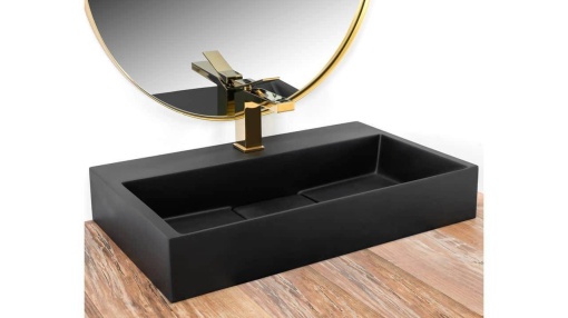 LAVOAR REA GOYA, NEGRU MAT, 70 CM, DIN CONGLOMERAT, CALITATE SUPERIOARA