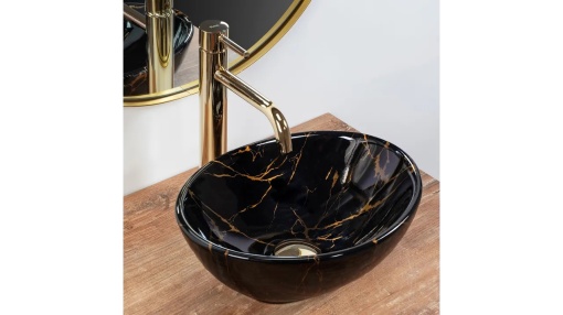 LAVOAR REA SOFIA MINI, EFECT DE MARMURA NEAGRA, 35 CM, DIN CERAMICA, CALITATE SUPERIOARA - Img 1