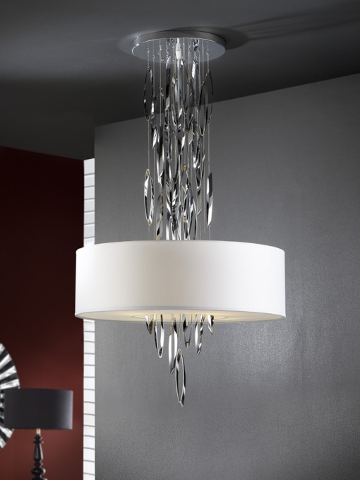 LUSTRA/PLAFONIERA DOMO, 55 CM, ALB/CROM, DIN METAL SI METACRILAT, STIL MODERN