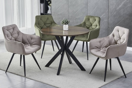 MASA LIVING/DINING TALIA II, 90 CM, NUC/NEGRU, BLAT DIN MDF SI PICIOARE DIN METAL, STIL MODERN