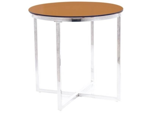 MASUTA DE CAFEA CRYSTAL B, 55 CM, CHIHLIMBAR/CROM, BLAT DIN STICLA SECURIZATA SI CADRU DIN METAL, STIL MODERN