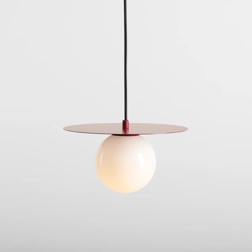 PENDUL LOOP S, 200 CM, ROSU, DIN STICLA SI METAL, STIL MODERN