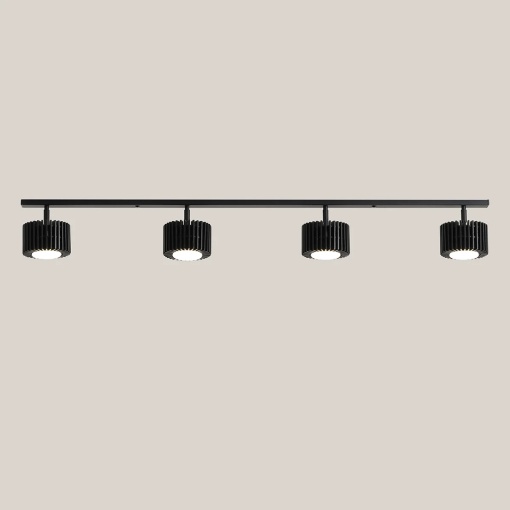 PLAFONIERA TULL, 4 BRATE, 14 CM, NEAGRA, DIN LEMN SI METAL, STIL MODERN