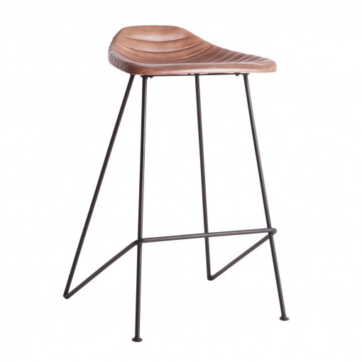 SCAUN ALMSTOCK2 REF. 27729, MARONIU, STIL VINTAGE, DIN FIER SI PIELE NATURALA, VIC