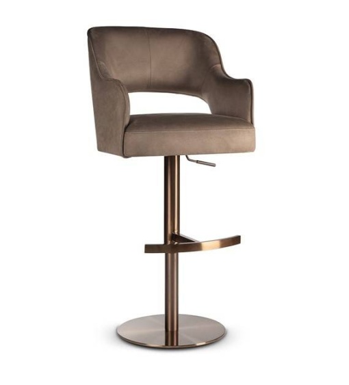 SCAUN DE BAR PIVOTANT MERCY SUPREME PUMP, BEJ INCHIS/AURIU INCHIS, TAPITERIE DIN CATIFEA SI PICIOR DIN METAL, STIL MODERN, ATR
