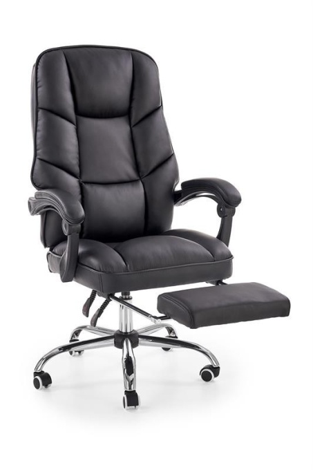 SCAUN DE BIROU ALVIN, NEGRU/CROM, TAPITERIE DIN PIELE ECOLOGICA SI PICIOARE DIN METAL, STIL MODERN