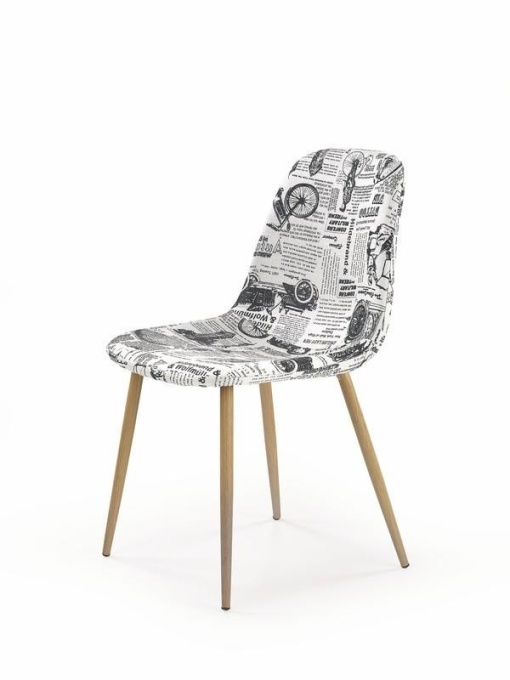 SCAUN DINING K220 ALB/NEGRU/STEJAR AURIU STIL SCANDINAV HALMAR