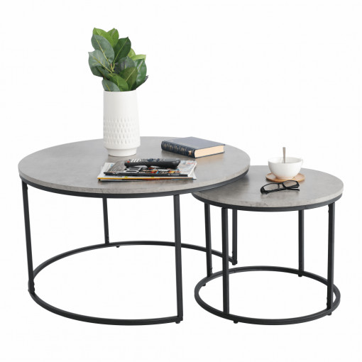 SET 2 MESE DE CAFEA IKLIN, GRI/NEGRU, STIL MODERN, TK