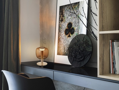 VEIOZA ICON, 20 CM, AURIU/AMBER, DIN METAL SI STICLA, STIL MODERN
