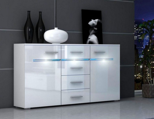 COMODA ALBA CU LED SI TELECOMANDA STUTTGART - DESIGN MODERN