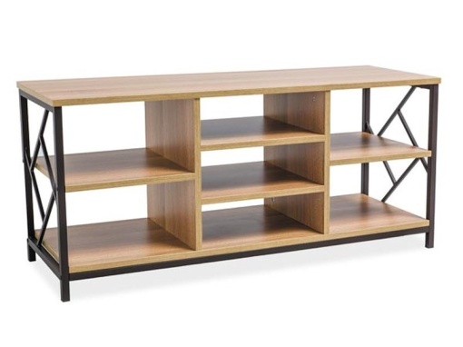 COMODA TABLO TV, STEJAR/MARO INCHIS, DIN METAL SI MDF, STIL MODERN, SIGNAL