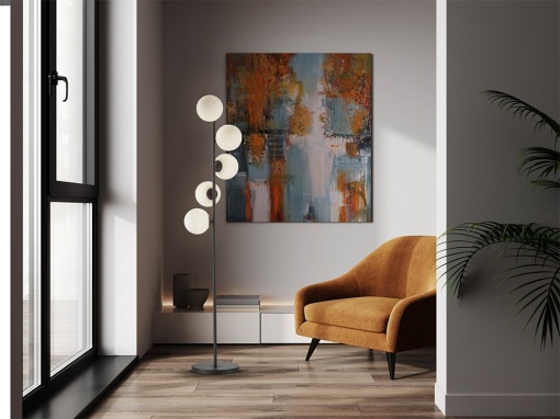 LAMPADAR INOA, 159 CM, NEGRU/OPAL, DIN METAL SI STICLA, STIL MODERN