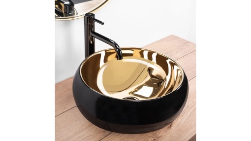 LAVOAR REA LUNA, 40 CM, AURIU/NEGRU MAT, DIN CERAMICA, CALITATE SUPERIOARA