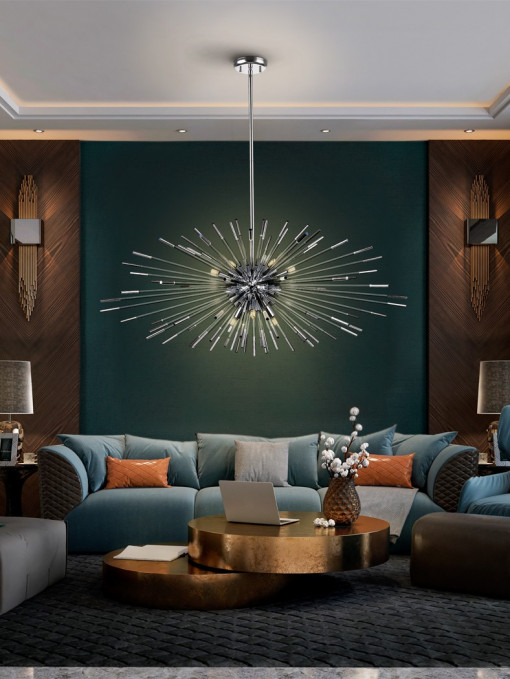 LUSTRA/PLAFONIERA EVASION, 100 CM, CROM/TRANSPARENT, DIN METAL SI STICLA, STIL MODERN