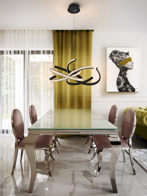 LUSTRA/PLAFONIERA RING II, 74 CM, NEGRU MAT/OPAL, DIN METAL, ALUMINIU SI ACRIL, STIL MODERN